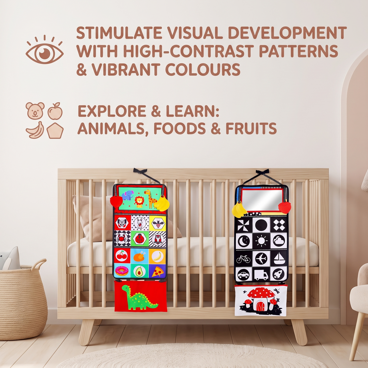 Baby Tummy Time Mirror & High Contrast Sensory Activity Book
