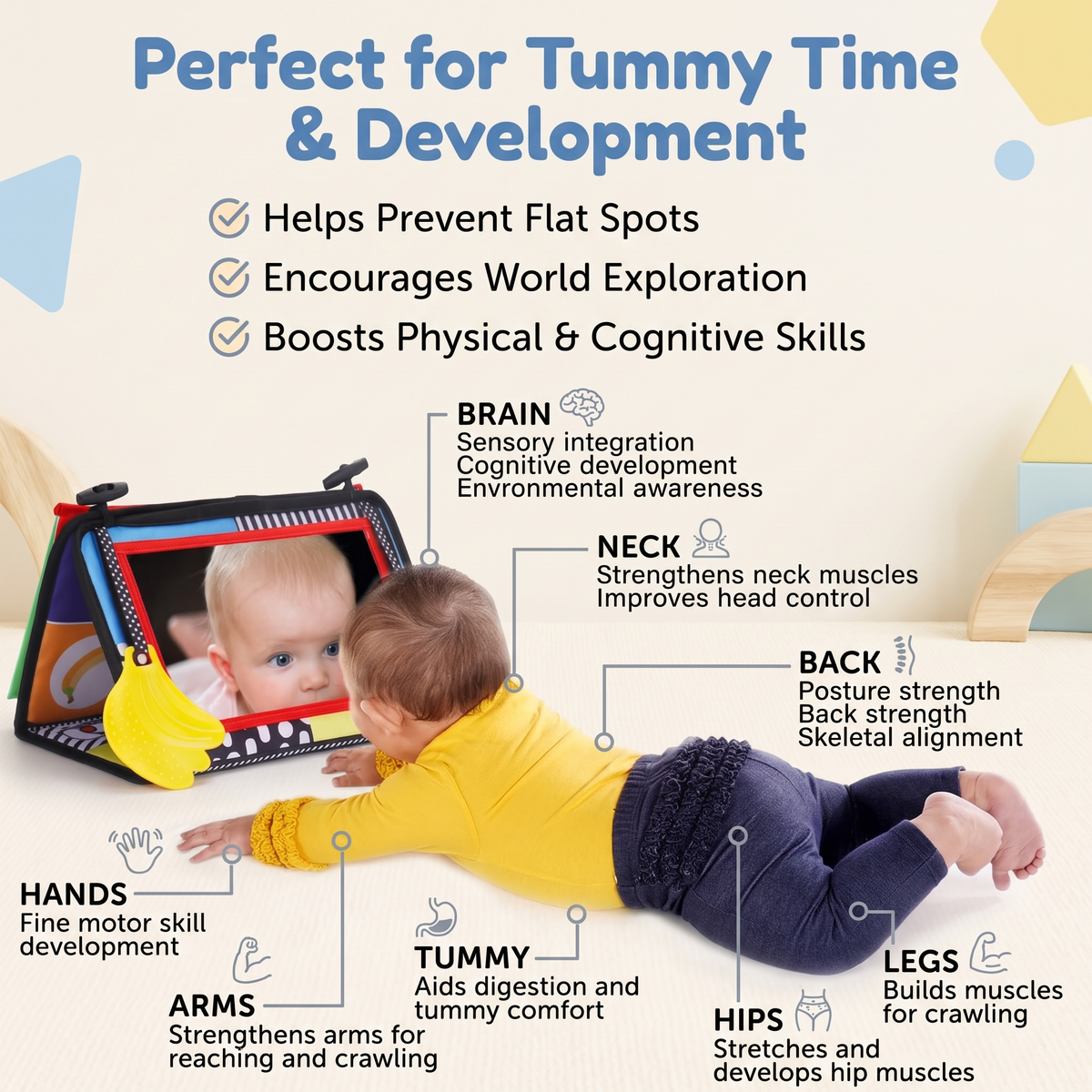 Baby Tummy Time Mirror & High Contrast Sensory Activity Book