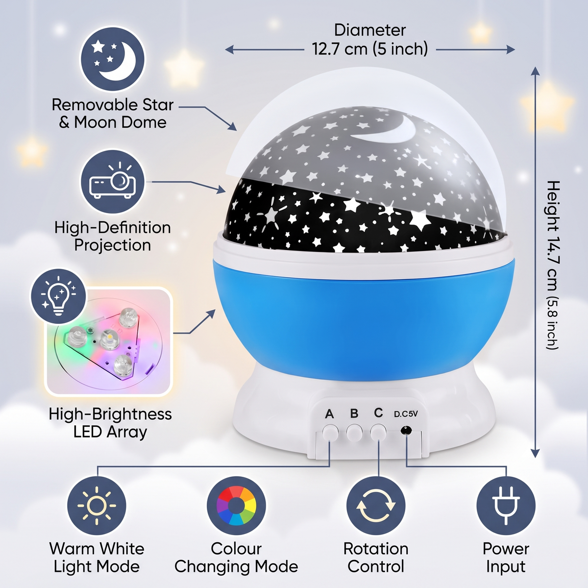 360° Rotating Star Projector Night Light for Kids