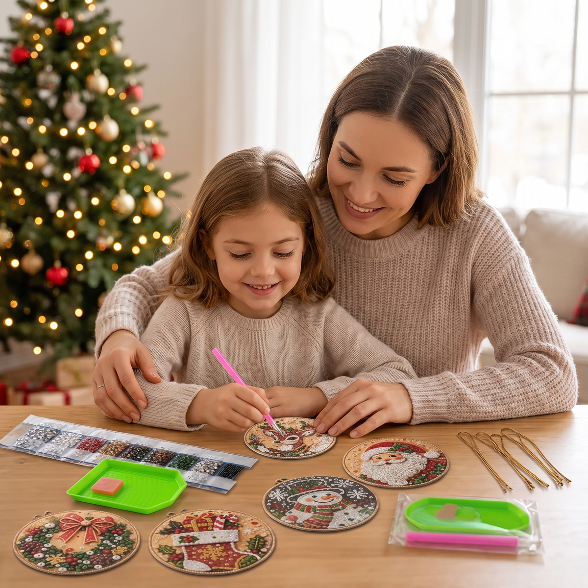 DIY Christmas Diamond Painting Ornament Kit for Kids