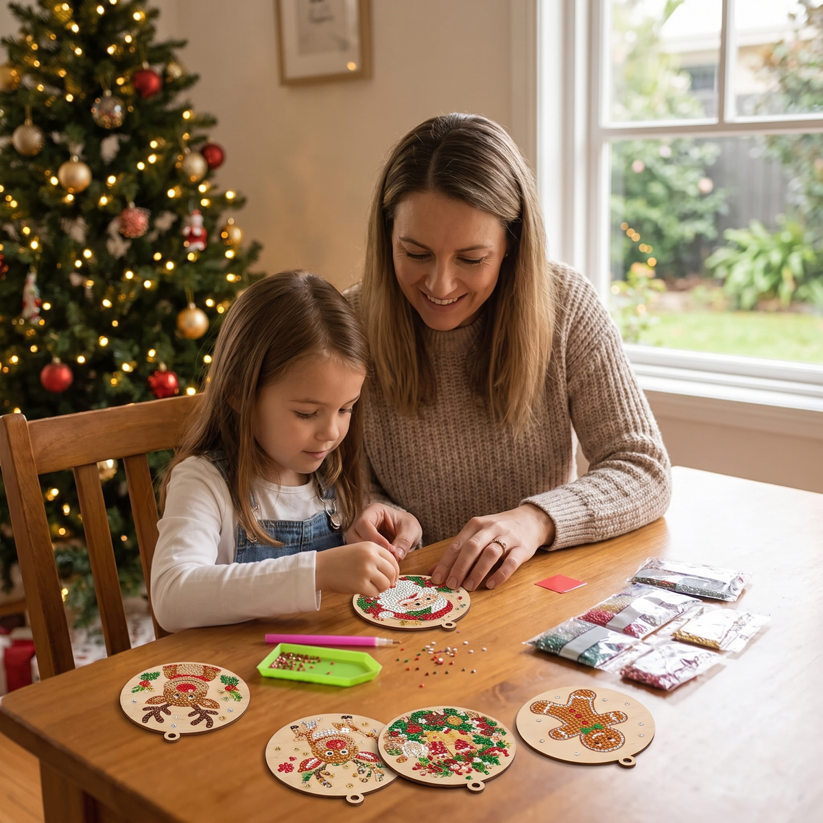 DIY Christmas Diamond Painting Ornament Kit for Kids