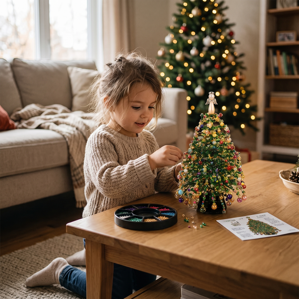 DIY Crystal Beaded Christmas Tree Craft Kit for Kids