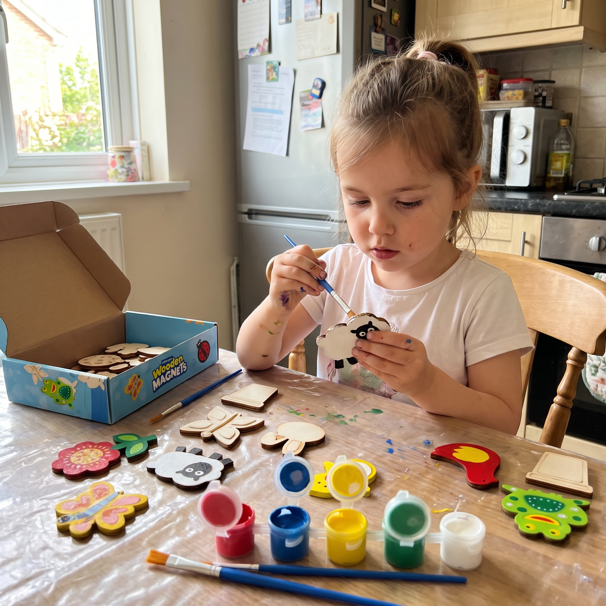 12-Piece DIY Wooden Magnet Painting Kit for Kids