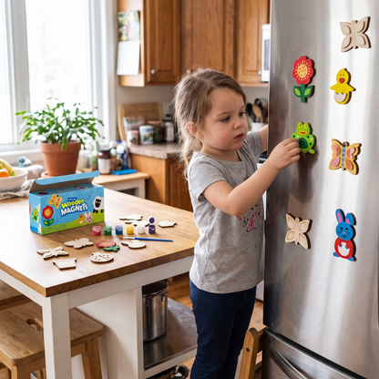 12-Piece DIY Wooden Magnet Painting Kit for Kids