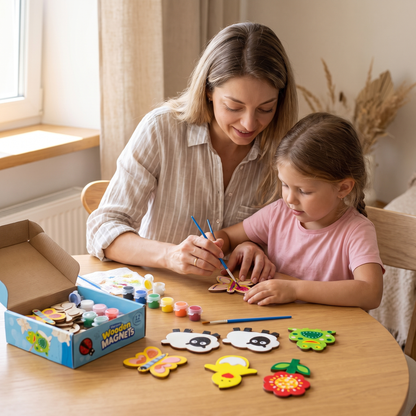 12-Piece DIY Wooden Magnet Painting Kit for Kids