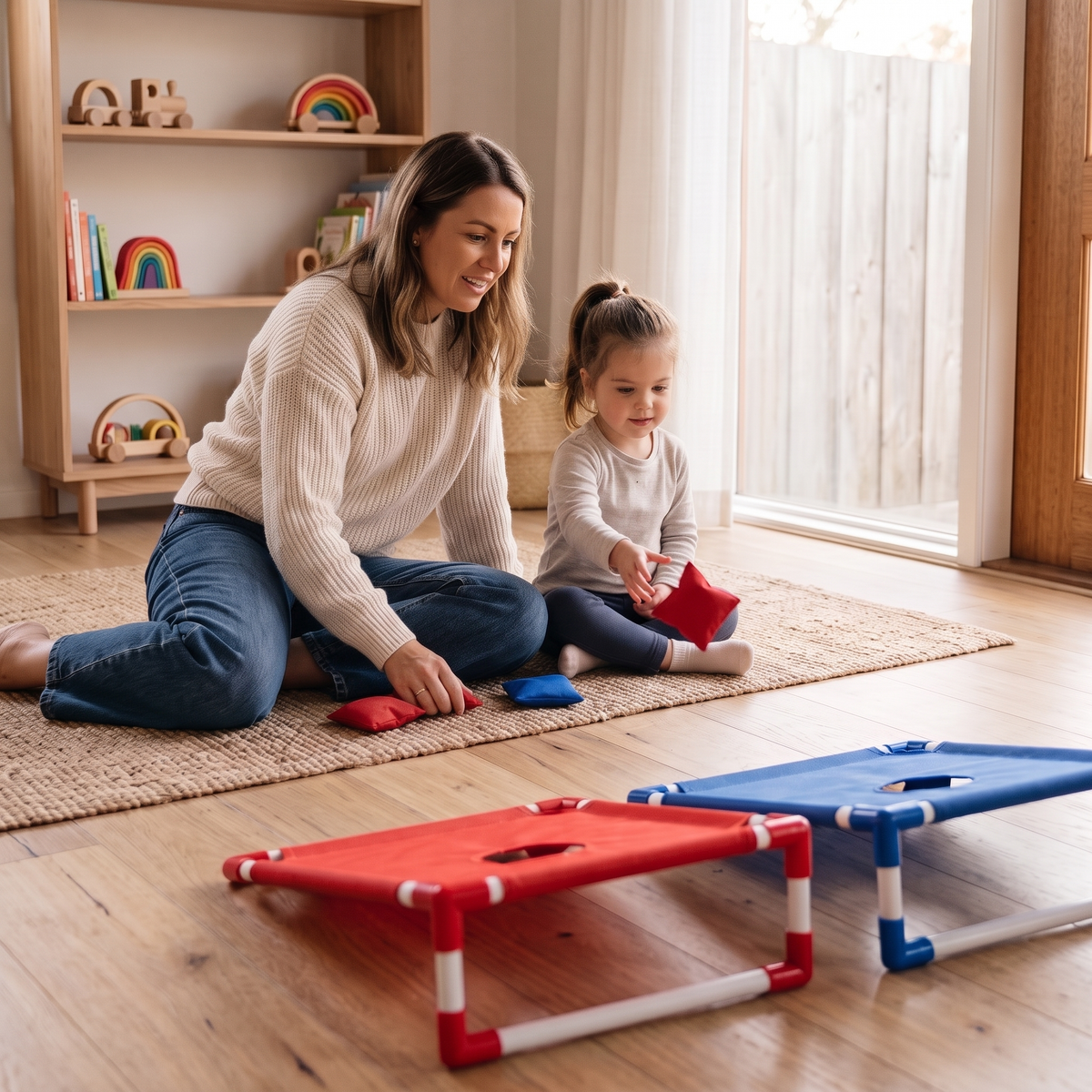 2-in-1 Cornhole & Bean Bag Toss Game for Kids