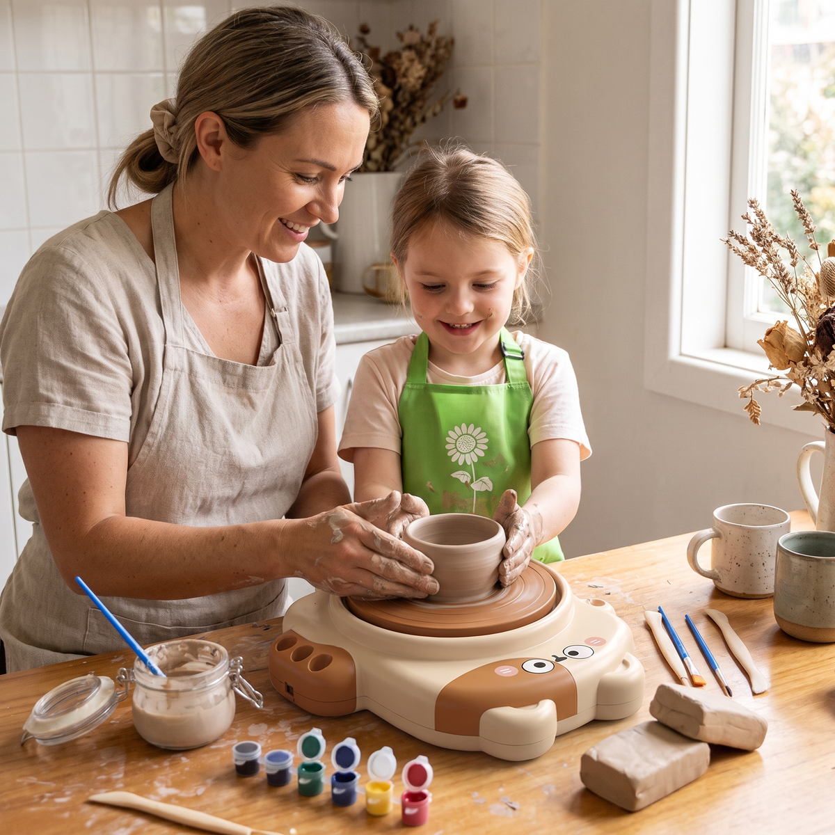 Kids Air Dry Clay Pottery Wheel Kit