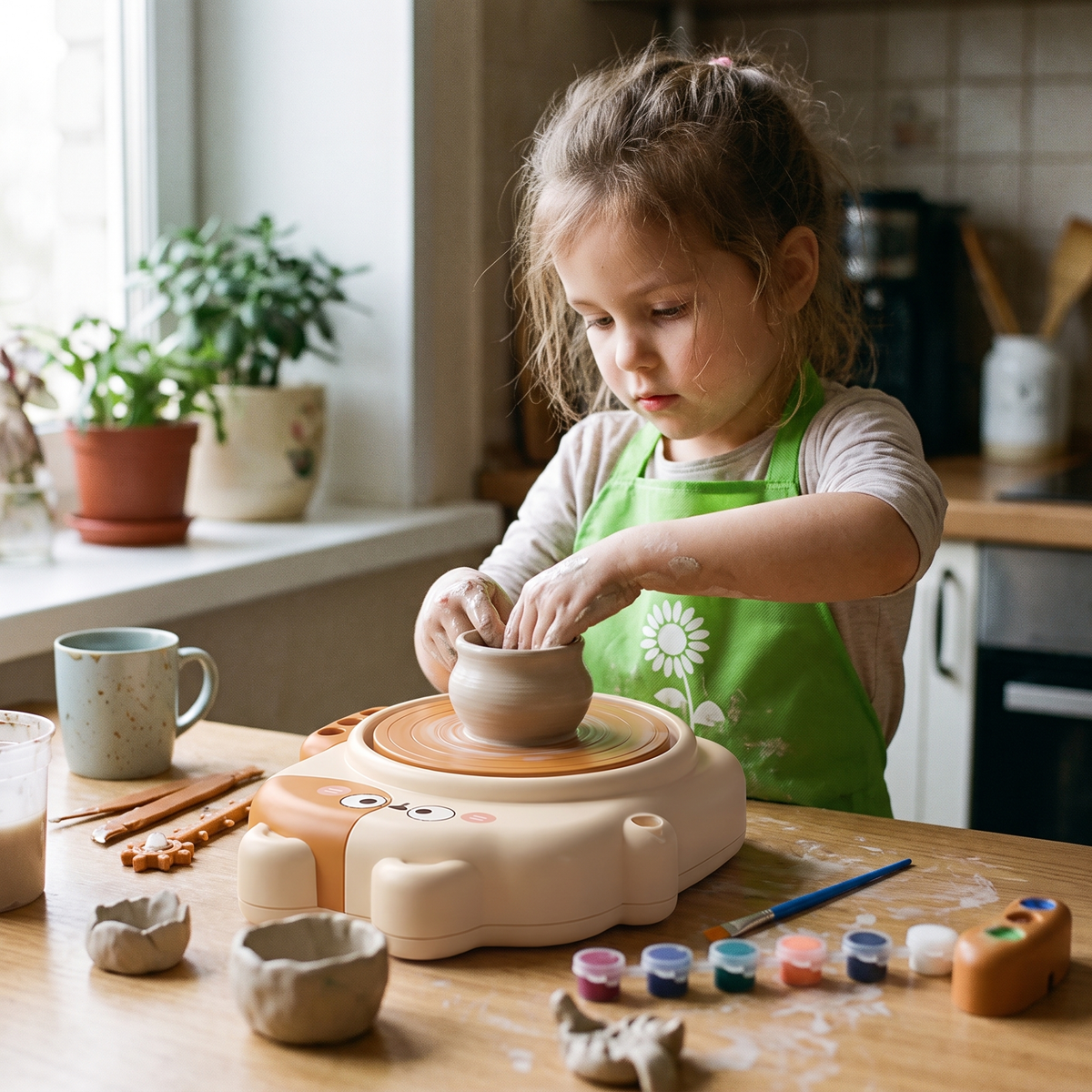 Kids Air Dry Clay Pottery Wheel Kit