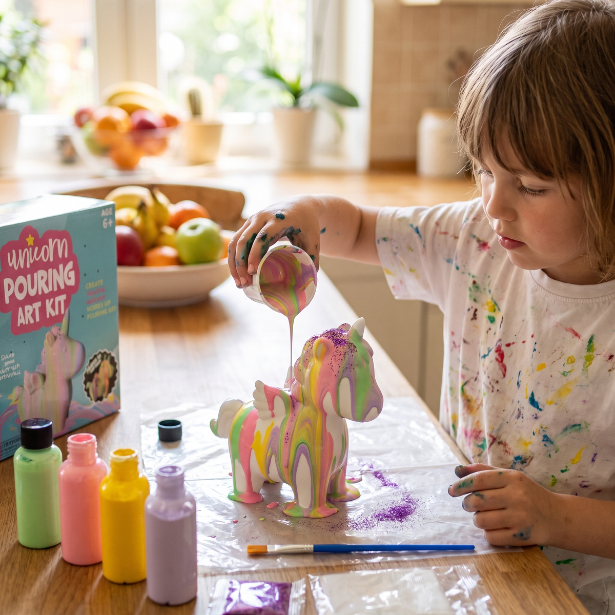 Unicorn Paint Pouring Art Kit for Kids
