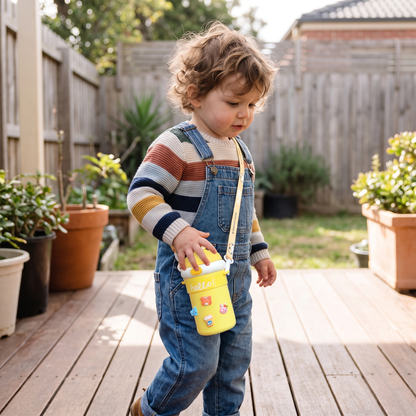 500ml Kids Insulated Glass Bottle with Carry Strap