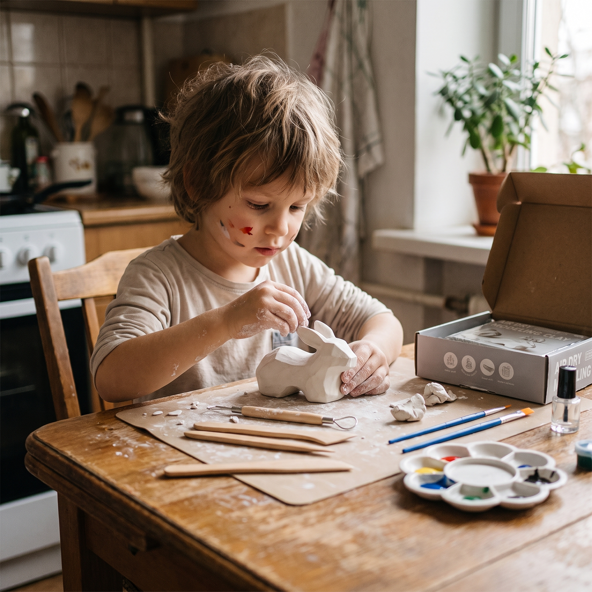 Kids Air Dry Clay Kit – 6 Colours with Sculpting Tools
