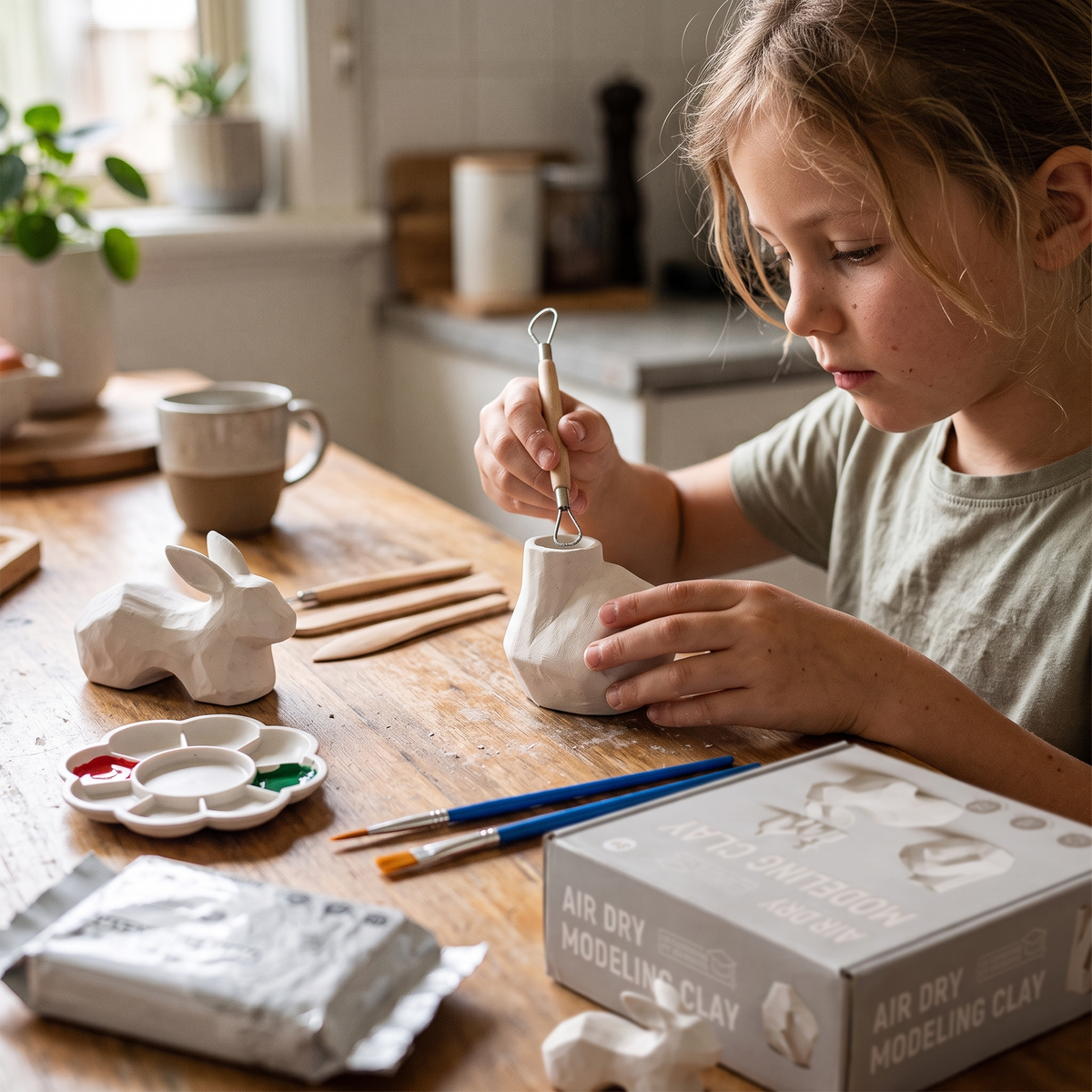 Kids Air Dry Clay Kit – 6 Colours with Sculpting Tools