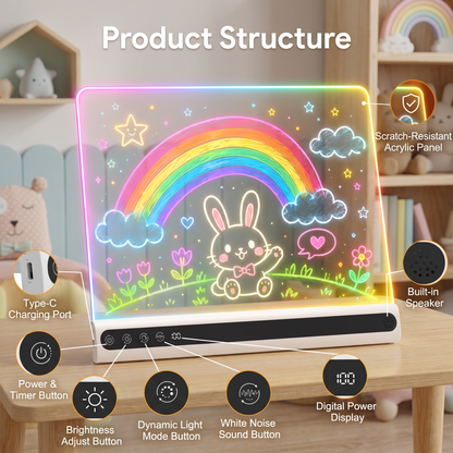 Kids LED Drawing Board with Colour Changing Light