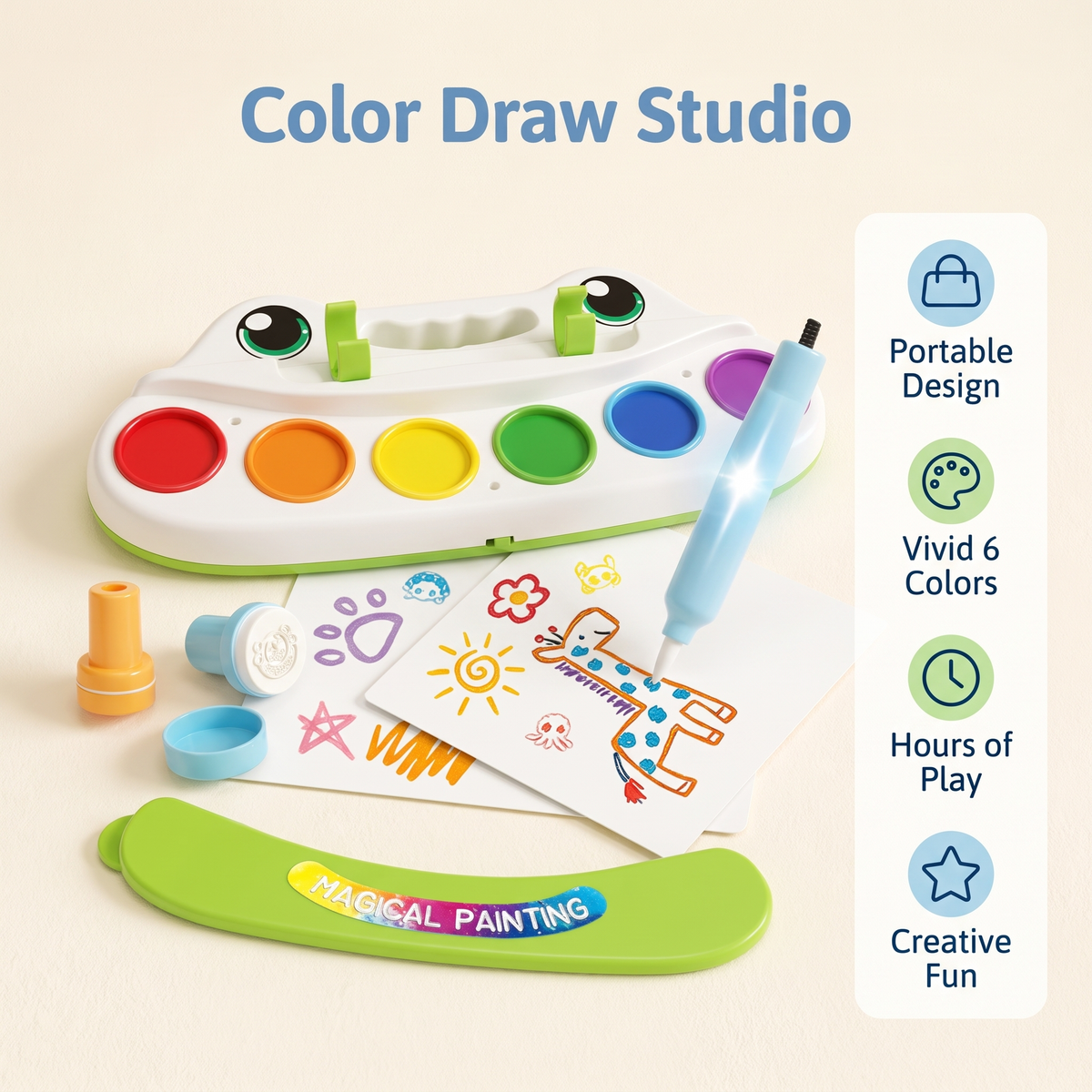 6 Colour Magic Drawing Tray & Painting Set for Kids