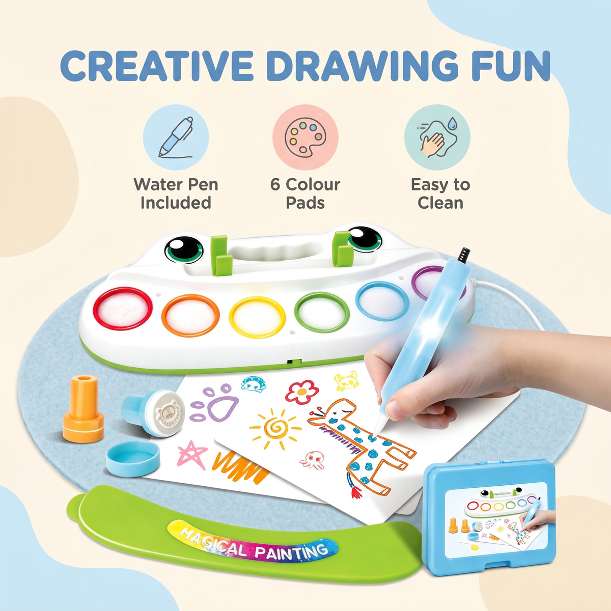 6 Colour Magic Drawing Tray & Painting Set for Kids