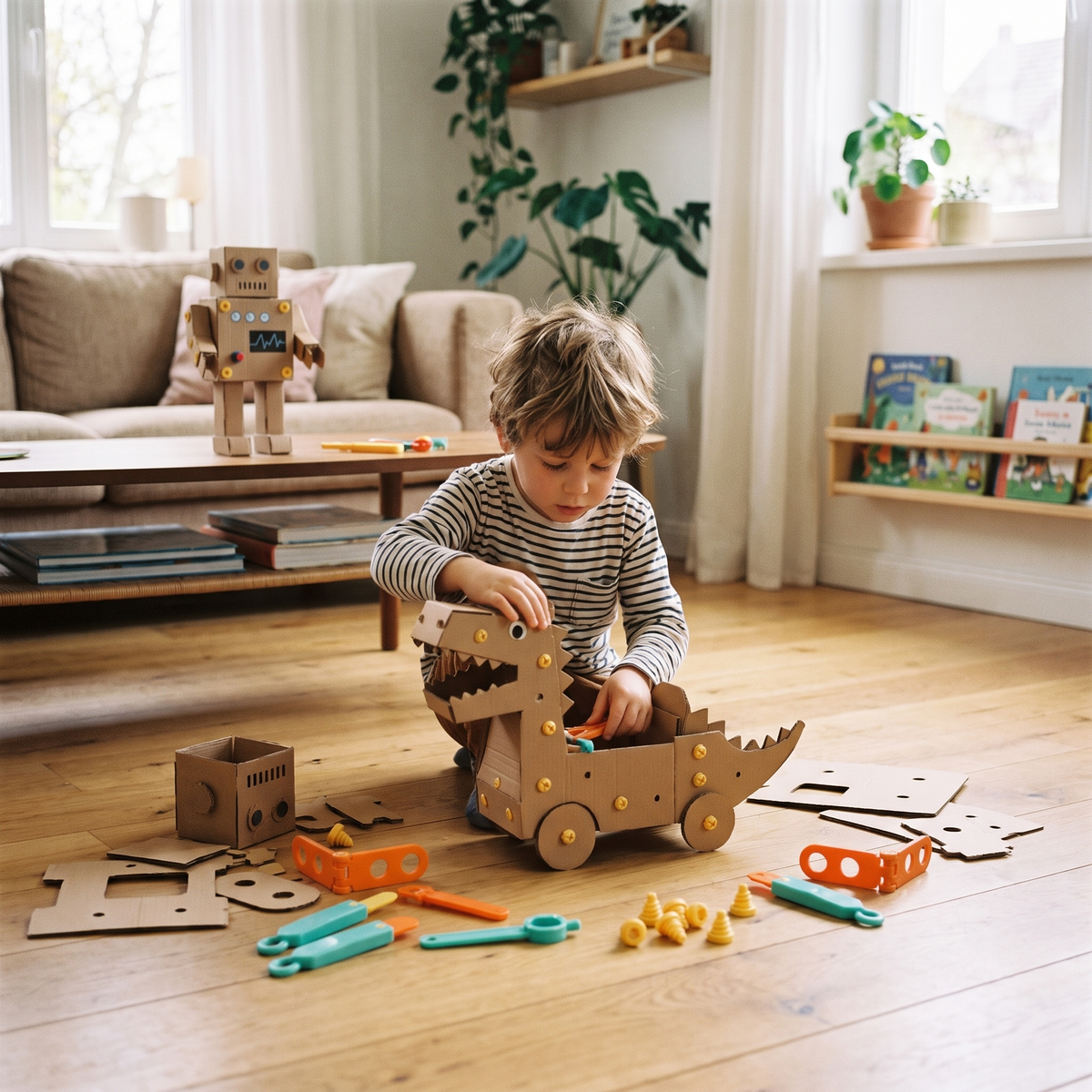 100-Piece Cardboard Construction Tool Set for Kids