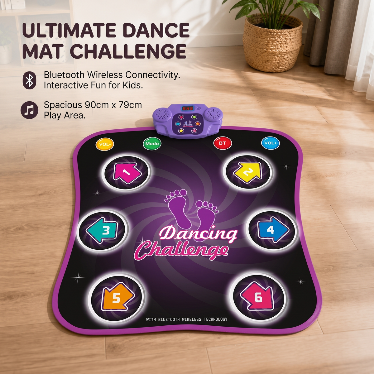 Kids’ Light-Up Bluetooth Dance Mat with 5 Game Modes