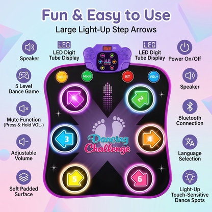Kids’ Light-Up Bluetooth Dance Mat with 5 Game Modes