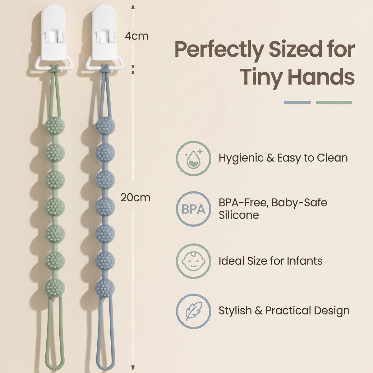 6 Pack Silicone Baby Dummy Clips