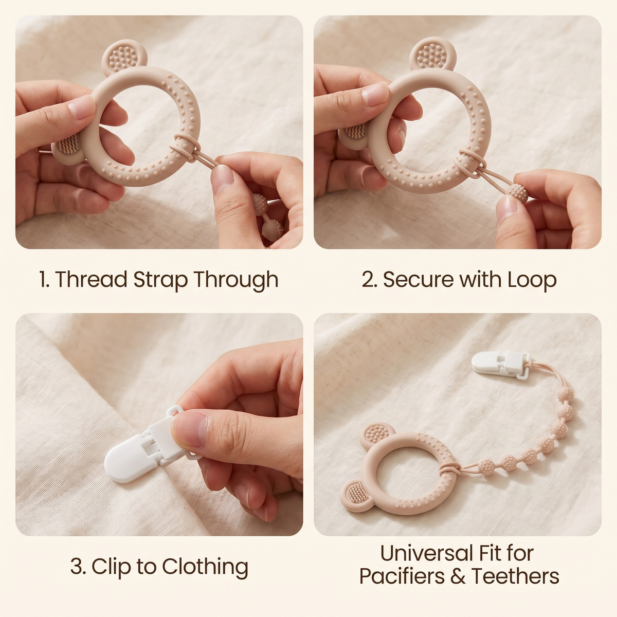 6 Pack Silicone Baby Dummy Clips