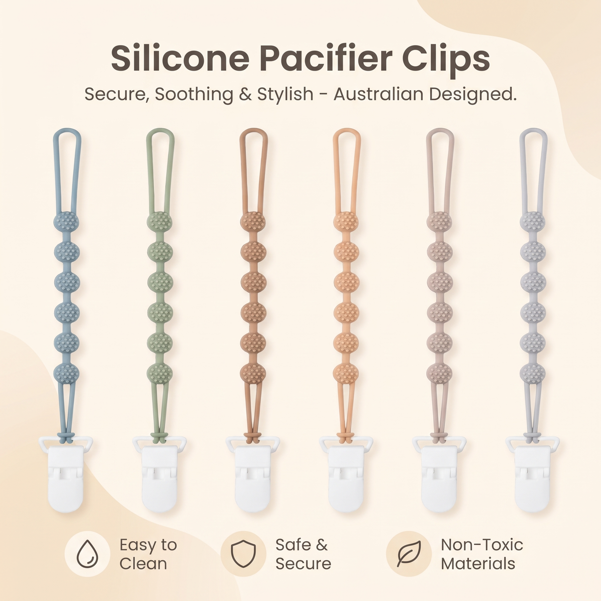 6 Pack Silicone Baby Dummy Clips