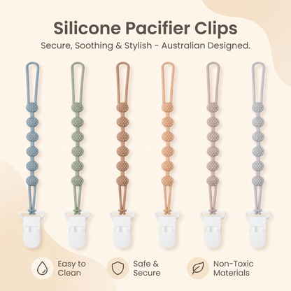 6 Pack Silicone Baby Dummy Clips