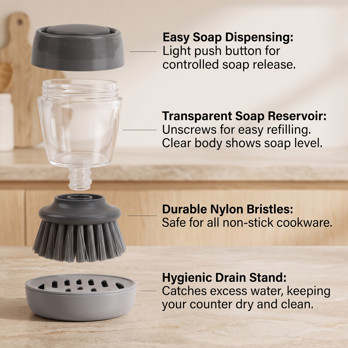 2 in 1 Soap Dispensing Dish Brush