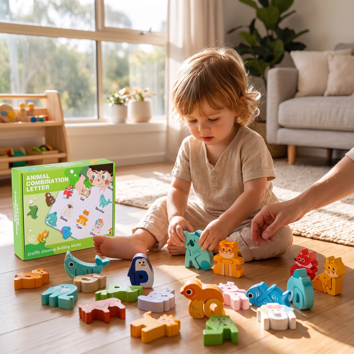 52-Piece Montessori 3D Alphabet Building Blocks for Kids