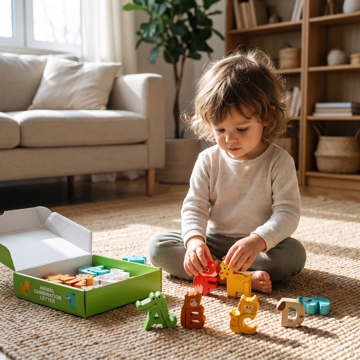 52-Piece Montessori 3D Alphabet Building Blocks for Kids
