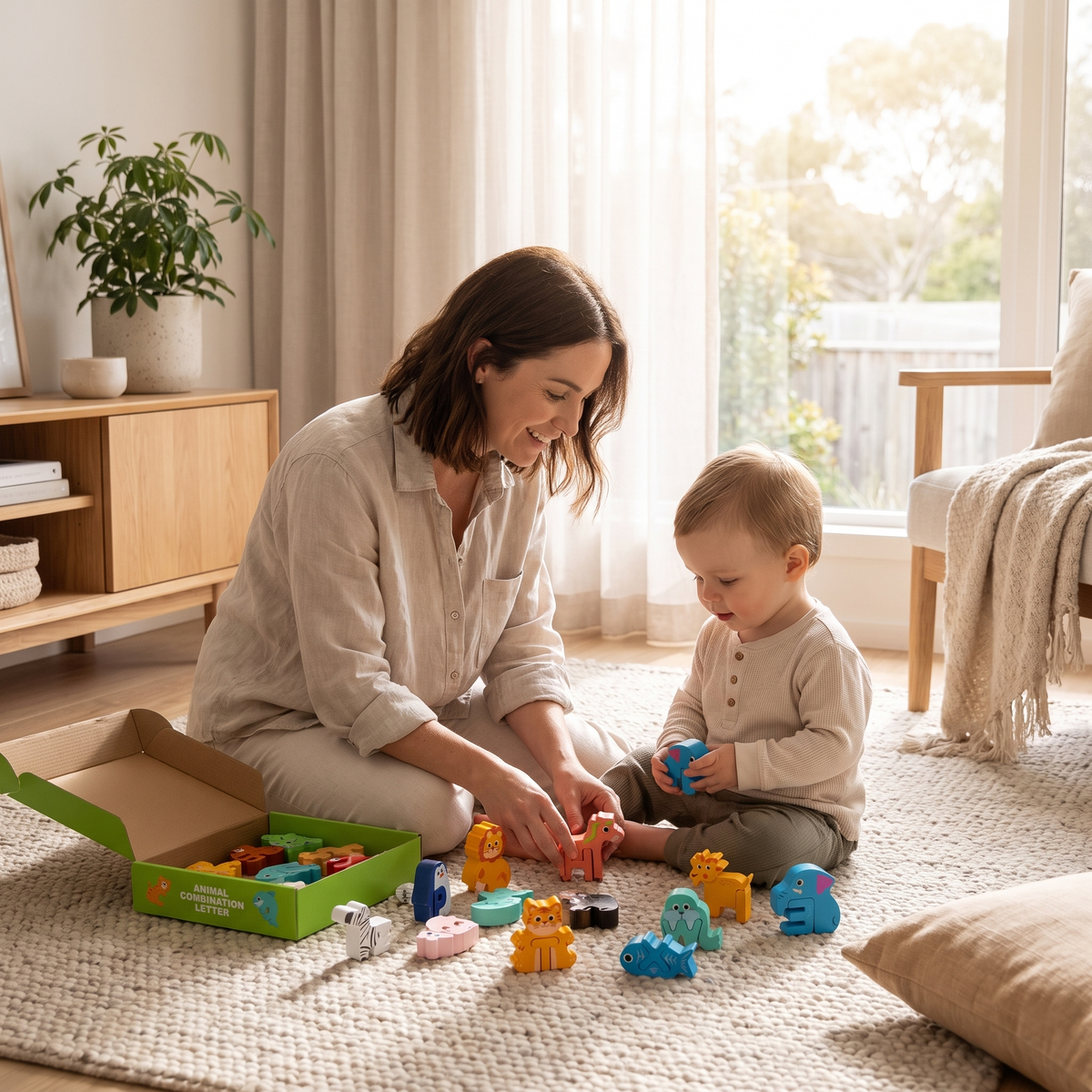 52-Piece Montessori 3D Alphabet Building Blocks for Kids