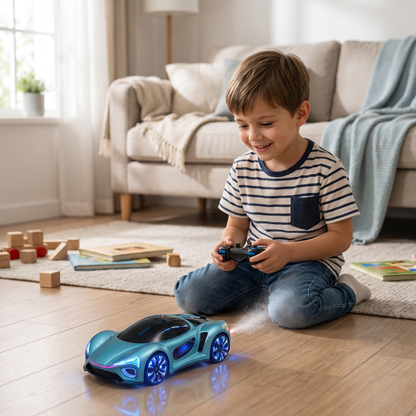 Remote Control Drift Car with LED Lights & Spray Effect