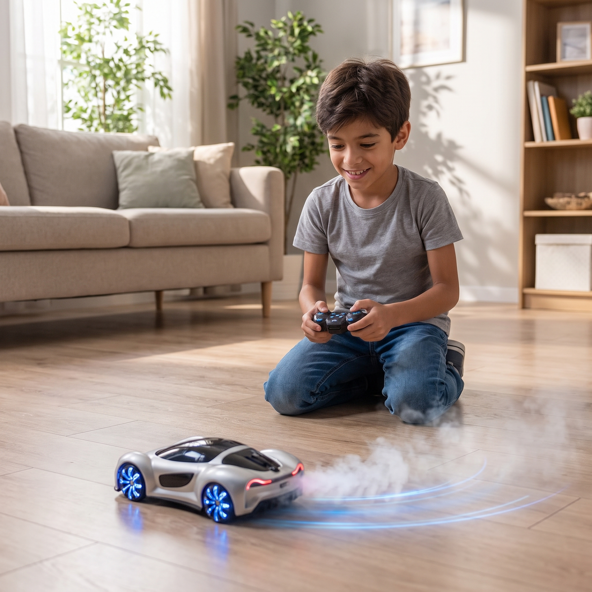 Remote Control Drift Car with LED Lights & Spray Effect