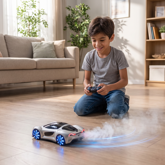Remote Control Drift Car with LED Lights & Spray Effect