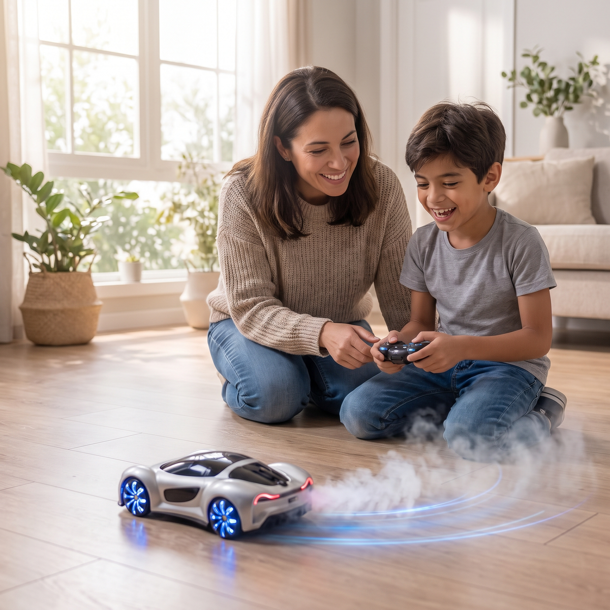Remote Control Drift Car with LED Lights & Spray Effect