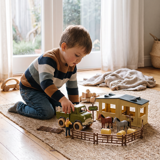 DIY Farm Truck & Horse Stable Playset for Kids