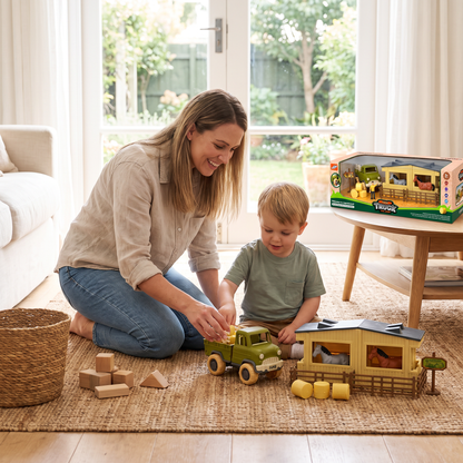 DIY Farm Truck & Horse Stable Playset for Kids