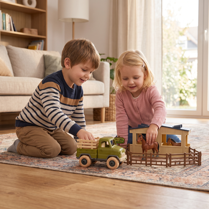 DIY Farm Truck & Horse Stable Playset for Kids