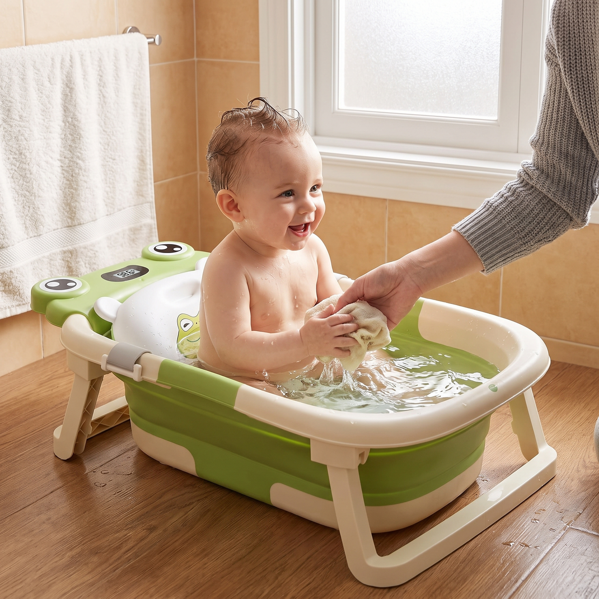 Foldable Baby Bathtub with Digital Temperature Display