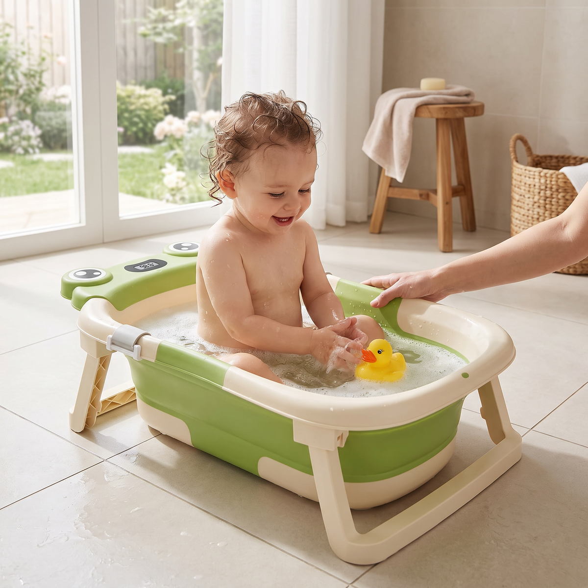 Foldable Baby Bathtub with Digital Temperature Display