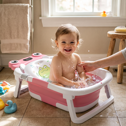 Foldable Baby Bathtub with Digital Temperature Display