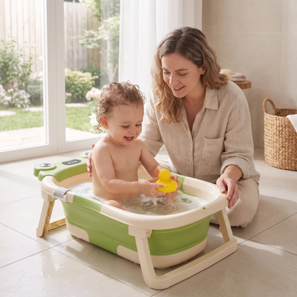 Foldable Baby Bathtub with Digital Temperature Display