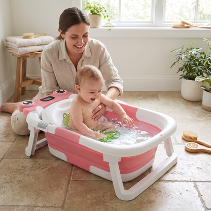 Foldable Baby Bathtub with Digital Temperature Display
