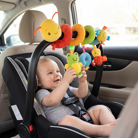 Baby Spiral Car Seat Toy – Soft Hanging Activity Toy for Prams & Strollers