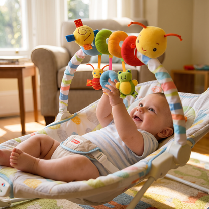 Baby Spiral Car Seat Toy – Soft Hanging Activity Toy for Prams & Strollers