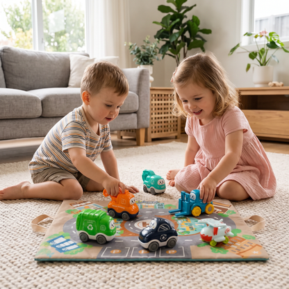 Toddler Toy Cars & Trucks Set with Play Mat and Storage Bag