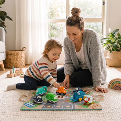 Toddler Toy Cars & Trucks Set with Play Mat and Storage Bag
