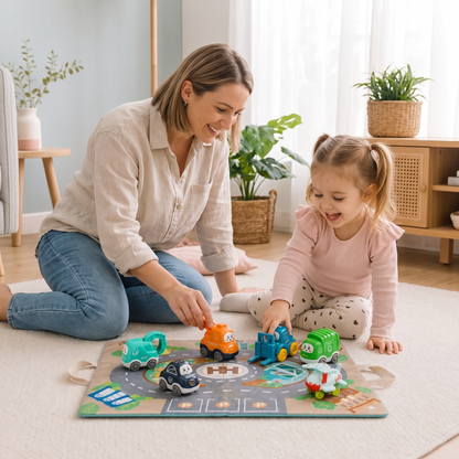 Toddler Toy Cars & Trucks Set with Play Mat and Storage Bag