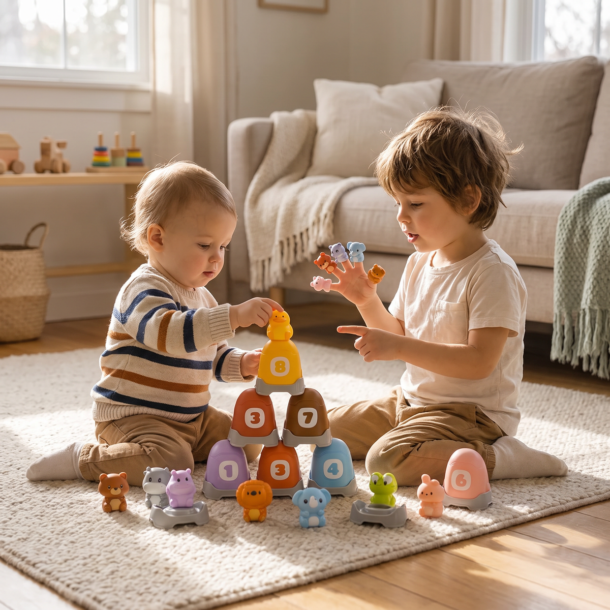 Montessori Animal Finger Puppet & Colour Sorting Set