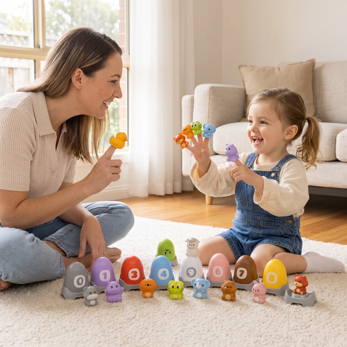 Montessori Animal Finger Puppet & Colour Sorting Set