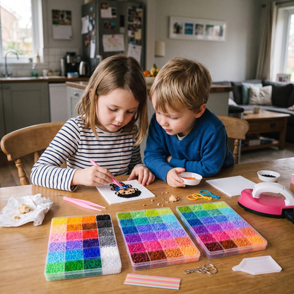 DIY Fuse Beads Craft Kit for Kids – Iron-On Bead Art Set with Mini Iron & Accessories
